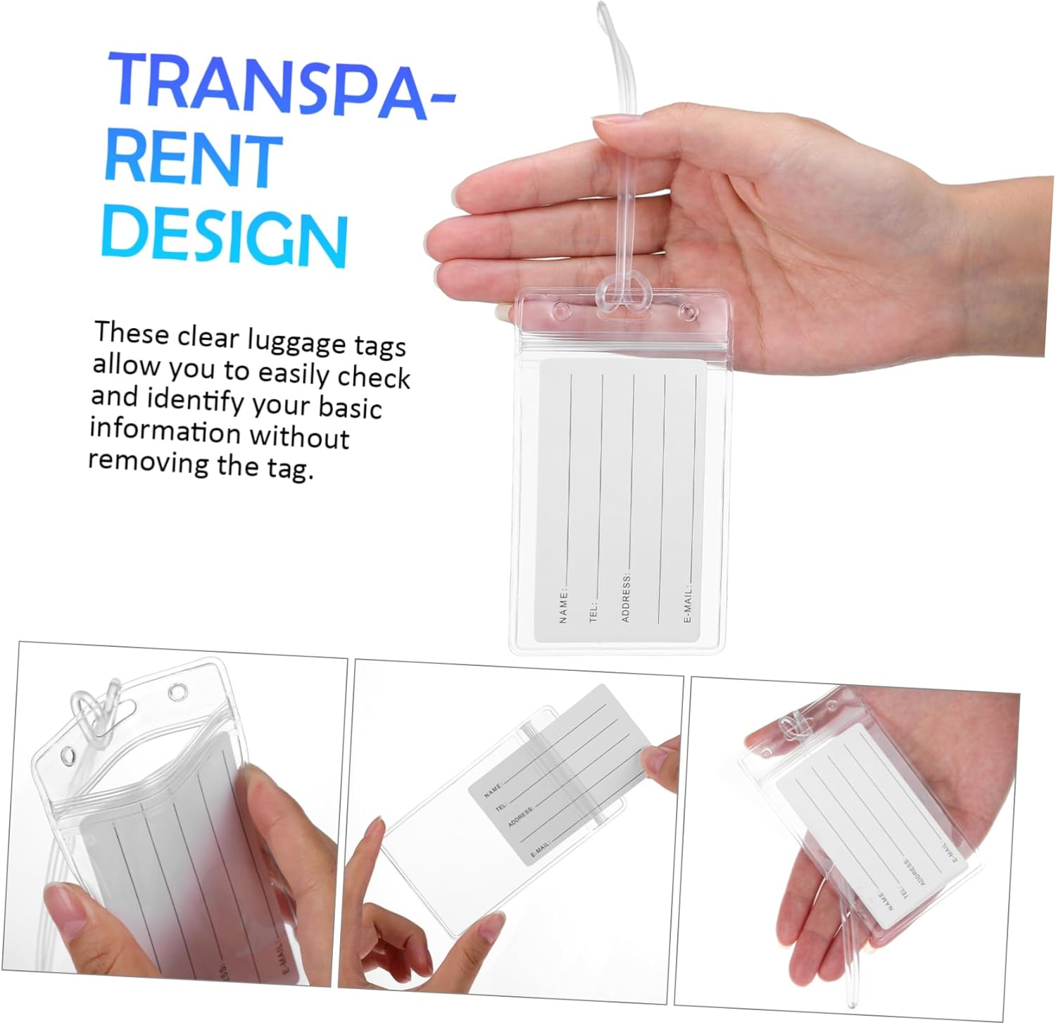 CONGARTENO Luggage Tag Holder Window Badge Sleeve and Loop for Easy Identification image number 4