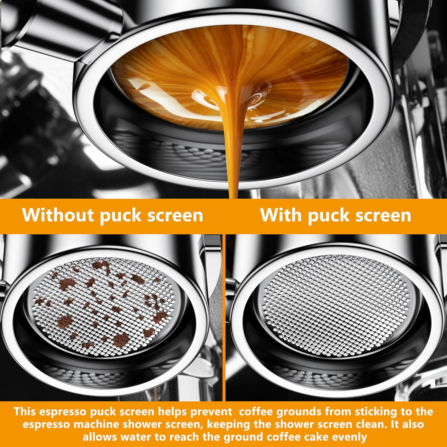 54Mm Bottomless Portafilter,54Mm Bottomless Naked Portafilter for Brevile 8 Series and Brevile Barista Bambino Espresso Coffee Machine, Filter Basket, Spoon, Brush, Puck Screen, Red Acid Branch Wood image number 5