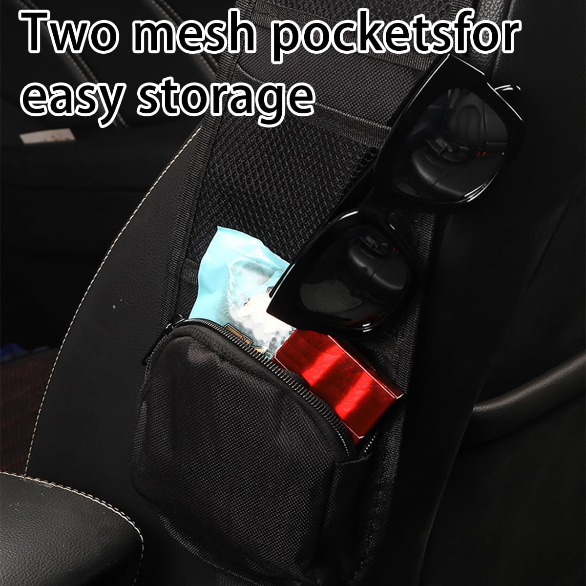 Osilly Car Seat Side Organizer, Auto Seat Storage Hanging Bag, Multifunctional Stuff Holder with Mesh Net Pocket, Hold Phones Wallet Glasses Drink, Interior Accessories for Car, SUV, Truck (2 Pcs)