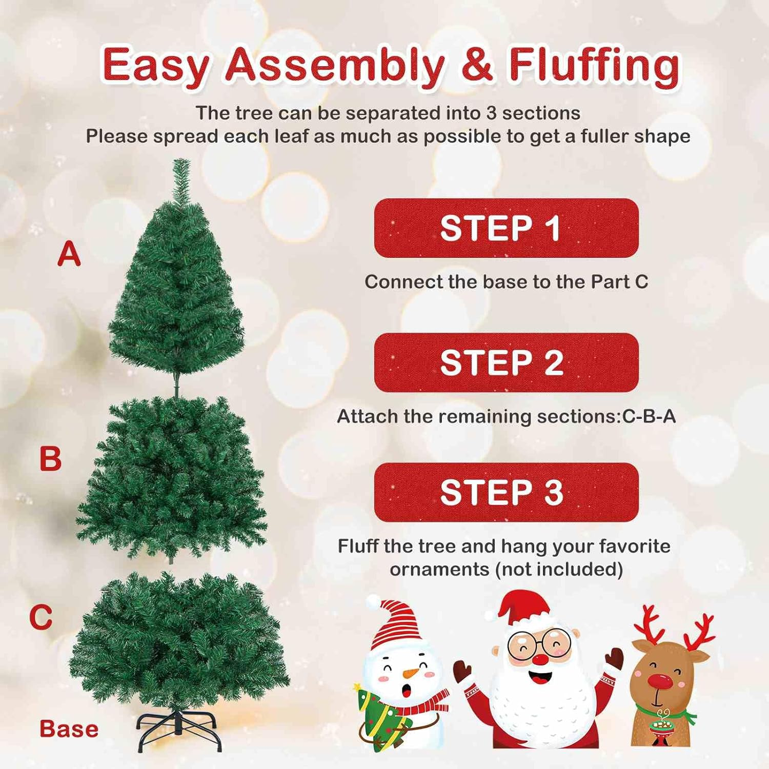 Costway 1.8M Artificial Christmas Tree Xmas Pine Tree with Solid Metal Legs Perfect for Indoor and Outdoor Holiday Decoration image number 2