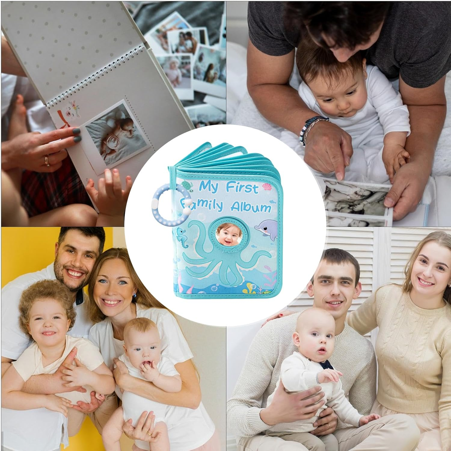 First Baby Photo Album - Baby Family Photo Book, Flexible Album - Theme Soft Fabric | for 10 X 15 Cm Photos Child Girl Grandparents Parents Home Home