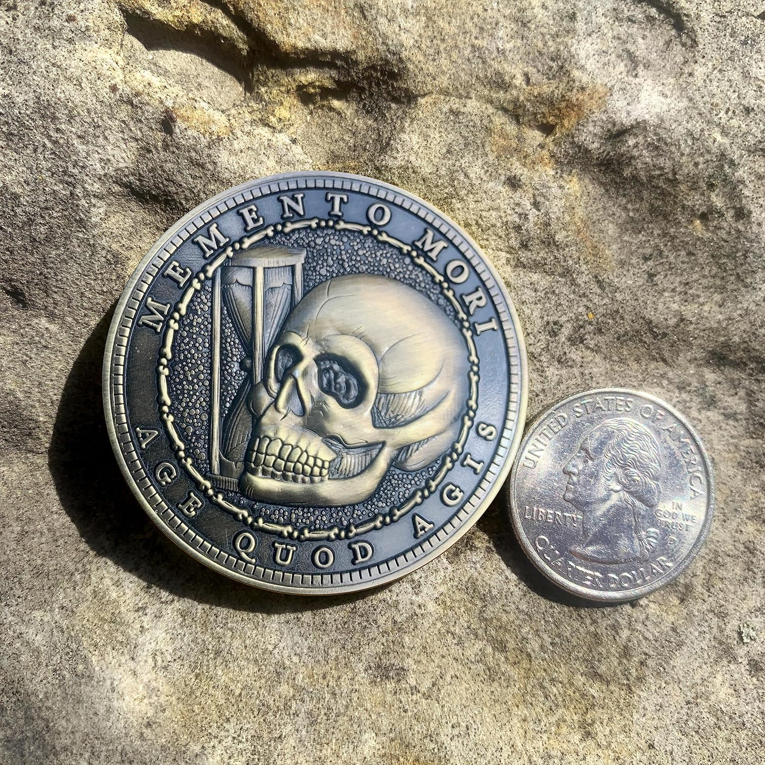 Antique Brass Memento Mori Stoic Reminder Coin