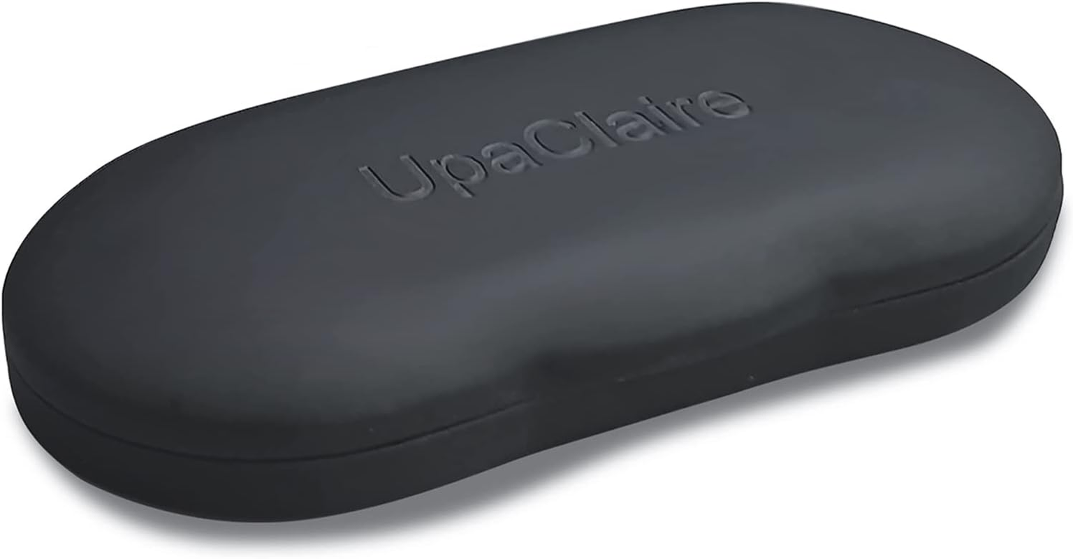 Upaclaire Clip-On Glasses Case Slim Hard Shell Ultra-Light Retro Flat Glasses Storage Box Compression Resistant Black