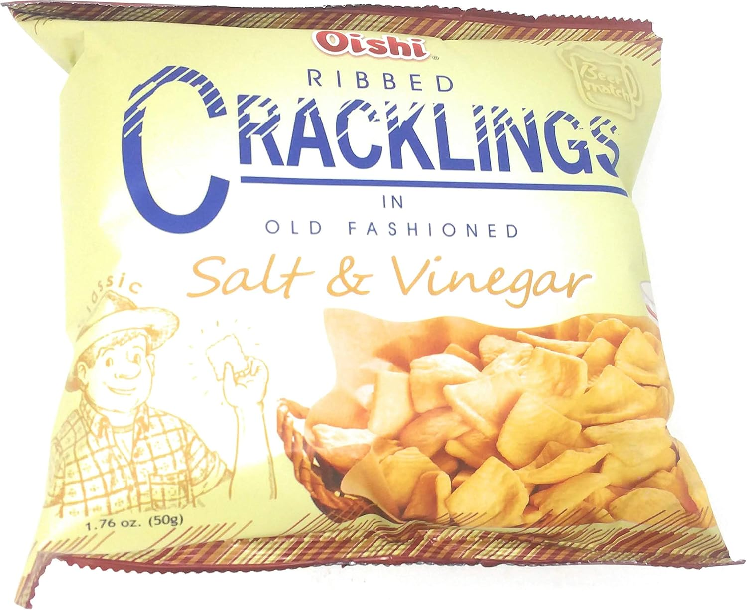 Oishi Ribbed Crackling Salt and Vinegar 50G