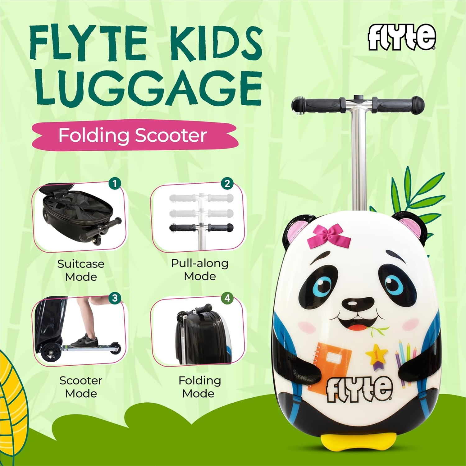 Zinc Flyte Kids Suitcase Scooter Penni the Panda 18" image number 5