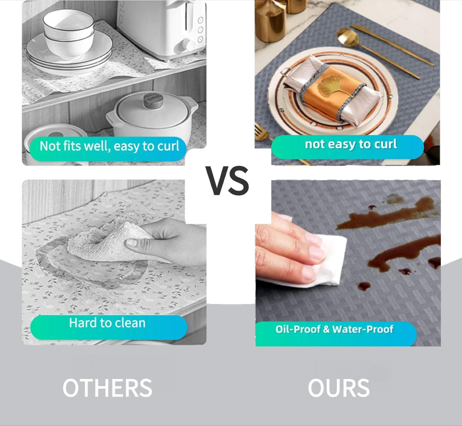 2Pack Drawer Liners， Shelf Liners for Kitchen Cabinets，Refrigerator Liners Waterproof & Oil-Proof Kitchen Cupboard Liner Plastic Drawer Mats EVA Material Non Adhesive Fridge Liner for Shelves (60*500) image number 6