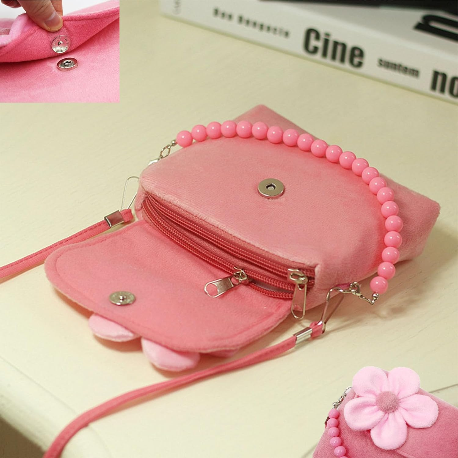 Children'S Jewelry Little Girl Plush Handbag Necklace Bracelet Ring Hair Clip Set, Princess Party Clothing Jewelry Party Favorite Dressing Pretend Game Gift image number 6