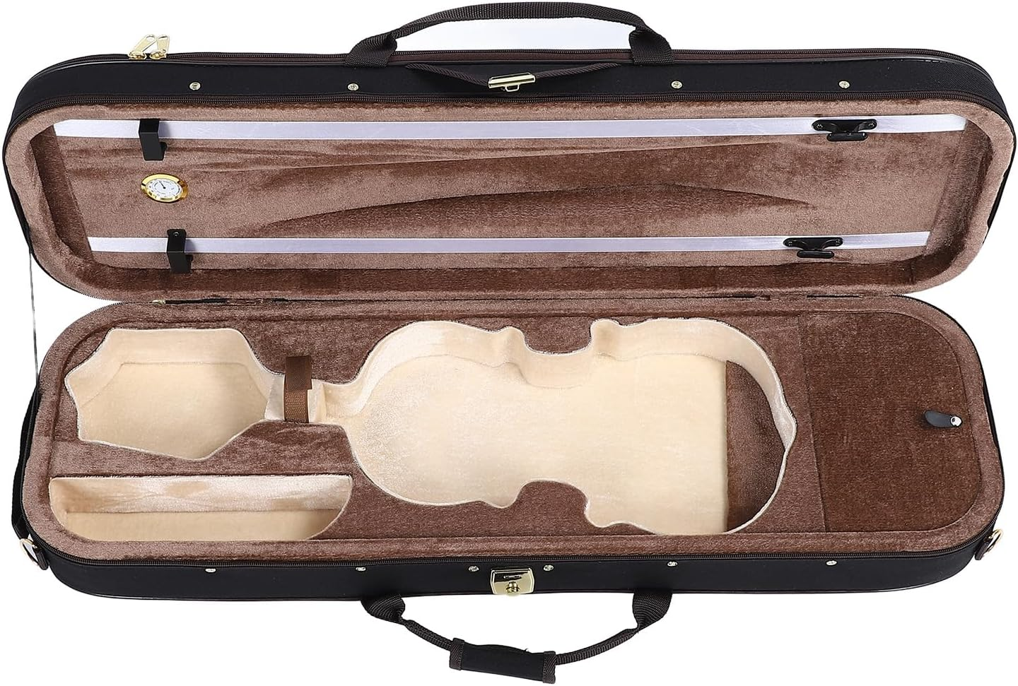4/4 Violin Case, Full Size Professional Oblong Violin Hard Case with Hygrometer, Lightweight Portable Backpack Style Violin Oblong Case with with Carry Straps & Foam Interior image number 6