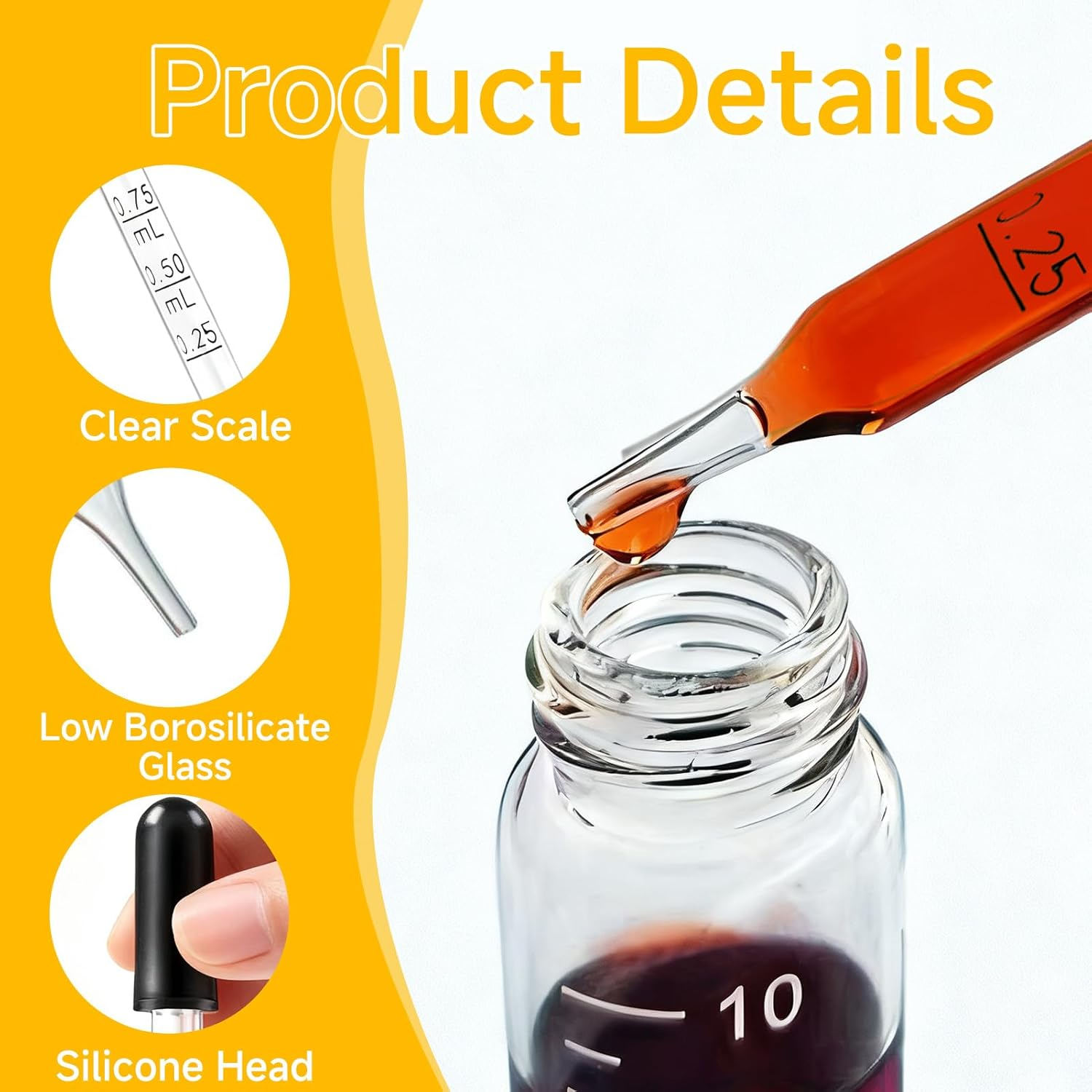 12 Pcs Glass Dropper Pipette, Straight Tip Calibrated Eye Dropper with Black Rubber Bulb 1Ml Precise Liquid Transfer Tool, Essential Oils Crafts Skincare Nutrient Liquid Laboratory Use