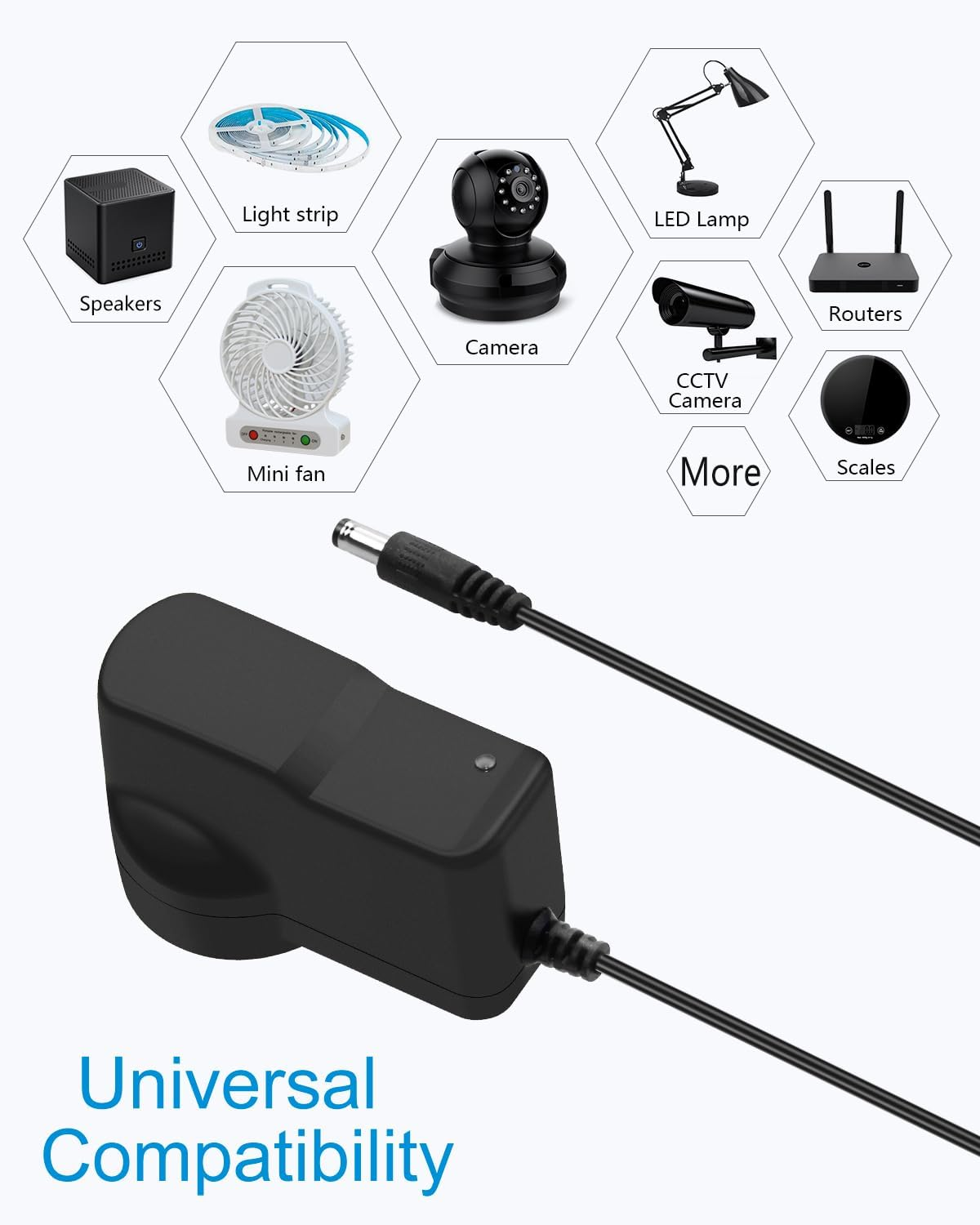 ALITOVE 5V 2A Power Adapter Supply 2A 10W 5 Volt AC Adapter 220-240V AC to DC 5V Power Cord 5.5 X 2.5Mm 2.1Mm DC Tip 5Volt Power Converter for Wifi Router Cyber Monitor Camera LED Light image number 5