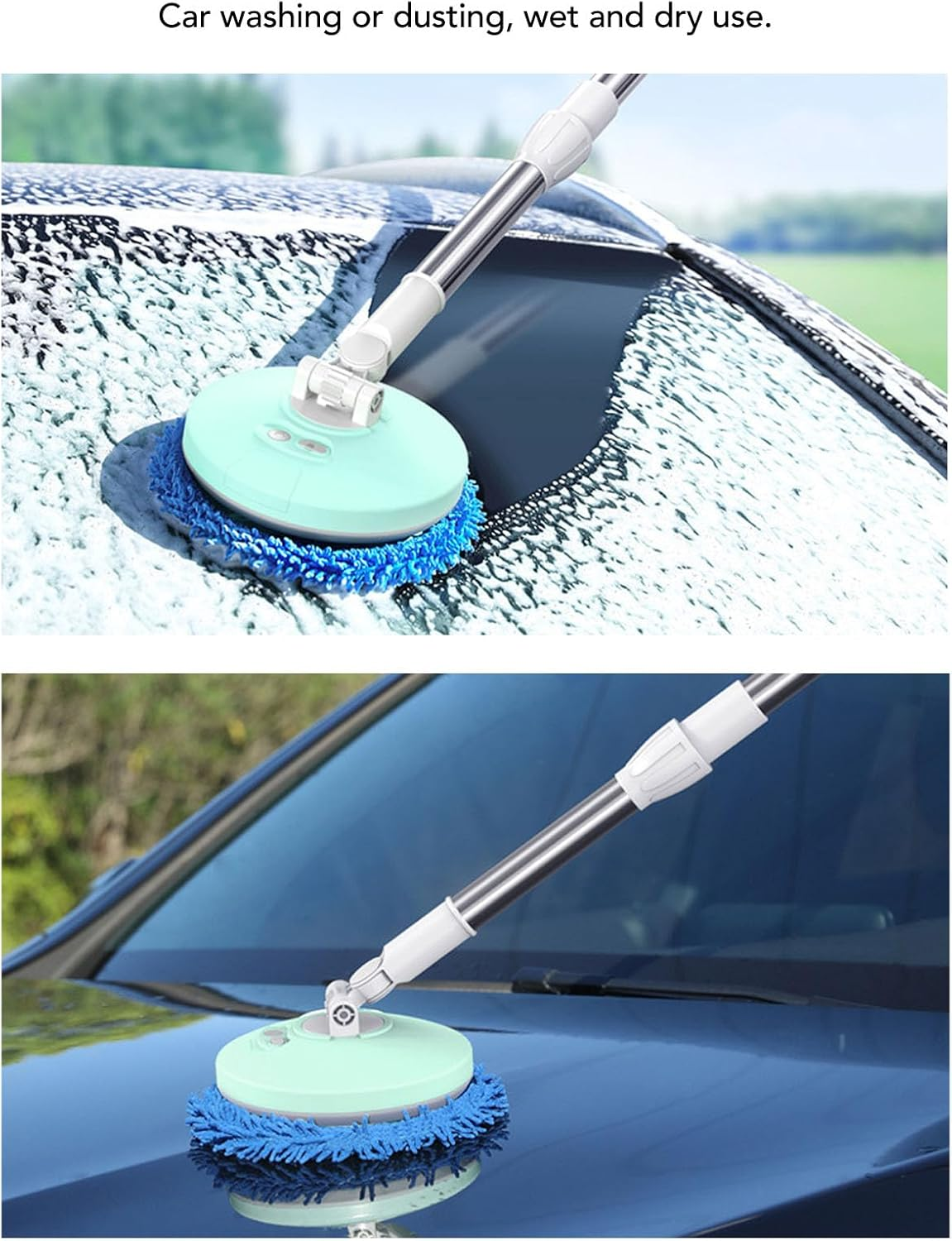 Electric Spin Scrubber, Cordless Cleaning Brush Scrubber with Adjustable Telescopic, Suitable for Bathtub Glass Car (Purplish Blue) (Green)