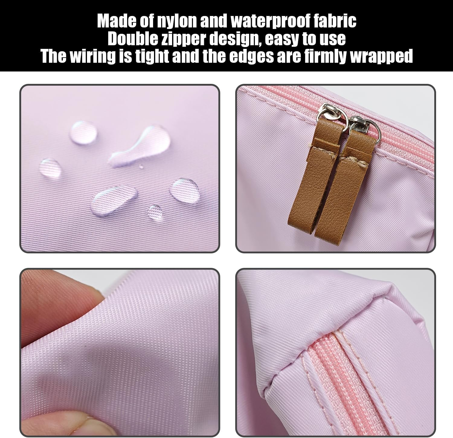 Pack of 2 Cosmetic Bags and 2 Lipstick Bags, Portable and Lightweight Hand Luggage Bags, Multifunctional Waterproof Storage Bags, Bedroom and Bathroom Scenes image number 2