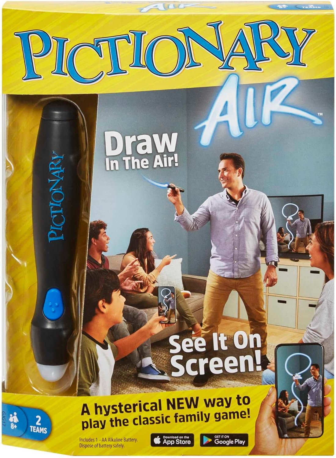 Pictionary Air Drawing Game, Family Game with Light-Up Pen and Clue Cards, Links to Smart Devices, Makes a Great Toy for 8 Year Olds and Up image number 2
