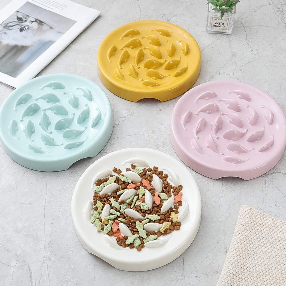 Slow Feeder Cat Bowl,Melamine Fun Interactive Feeder Bloat Stop Puzzle Cat Bowl Preventing Feeder anti Gulping Healthy Eating Diet Pet Dog Slow Feeding Bowls against Bloat, Indigestion and Obesity image number 4