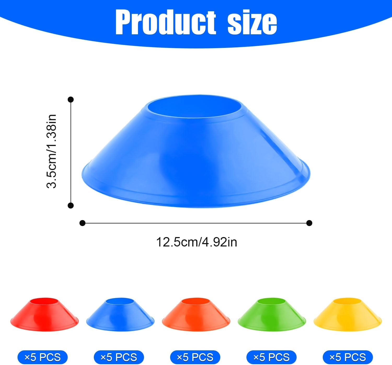 25Pcs Soccer Cones for Sports Training, 5 Inch Mini Football Cones with Mesh Bag, Flexible Agility Practice Cones Drills Training Plastic Cones for Basketball Sports Games Kids Skating - Red image number 2