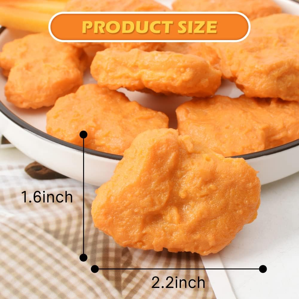 Luckforest Artificial Chicken Nuggets, 10Pcs Fake Fried Chicken Model Lifelike Food Meat for Home Kitchen Decor Food Model Market Display Props image number 1
