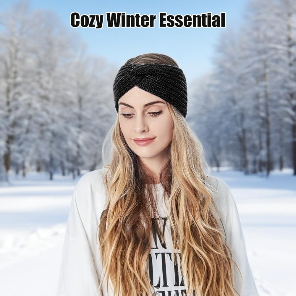 Women'S Winter Headband, Women'S Knitted Ear Warmers, Pack of 3, Thick Headbands, Girls, Knitted Headband, Headwrap, Hair Bands, Warm Winter Gifts image number 5