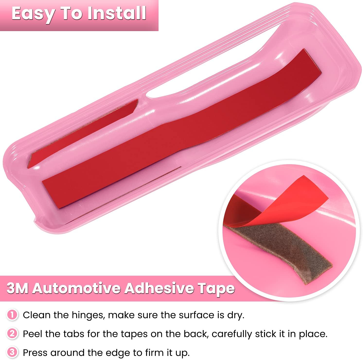 Engine Hood Hinge Cover Trim Exterior Accessories Decoration for 2018-2025 Jeep Wrangler JL JLU Sports Sahara Freedom Rubicon Unlimited Gladiator JT 2-Door & 4-Door (Pink 2PCS) image number 2