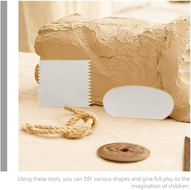 SHINEOFI 2Pcs Stainless Steel Clay Sculpting Tools Set with Serrated Scraper for Pottery and DIY Crafts, Silver Clay Engraving Tools image number 3