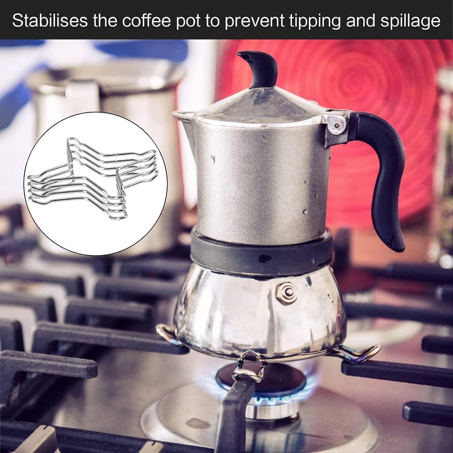 4 Pcs Gas Stove Ring Reducer Trivet, 10Cm X 10.3Cm Trivet Stove Burner Grate Gas Cooker Holder, Gas Cooker Accessories, Stainless Steel Kitchen Rack Pot Stand for Gas Hob image number 2