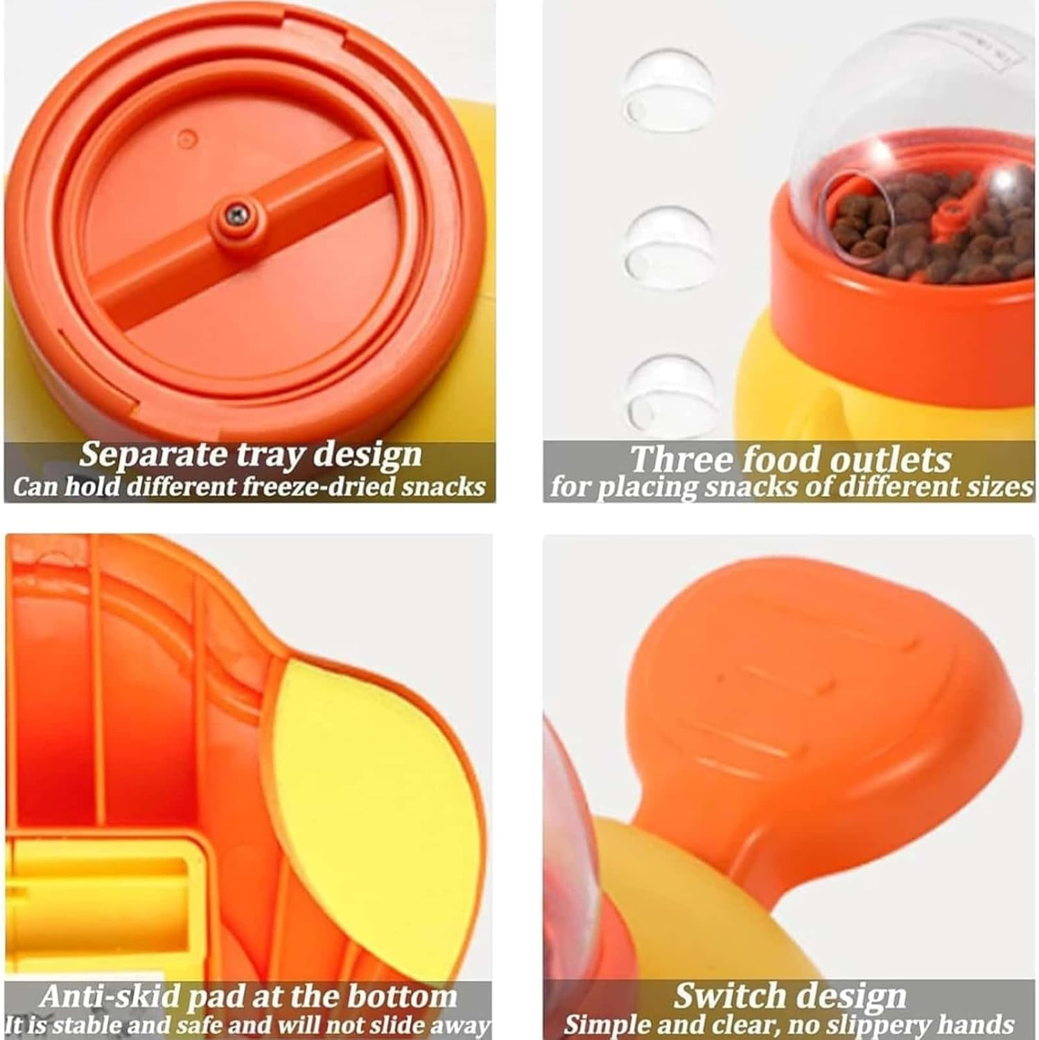 2-In-1 Interactive Dog Slow Feeder Puzzle Toy, Duck-Shaped Pets Food Dispenser with 3 Size Food Outlet Dog Treat Dispensing for Healthy Eating (Yellow) image number 1