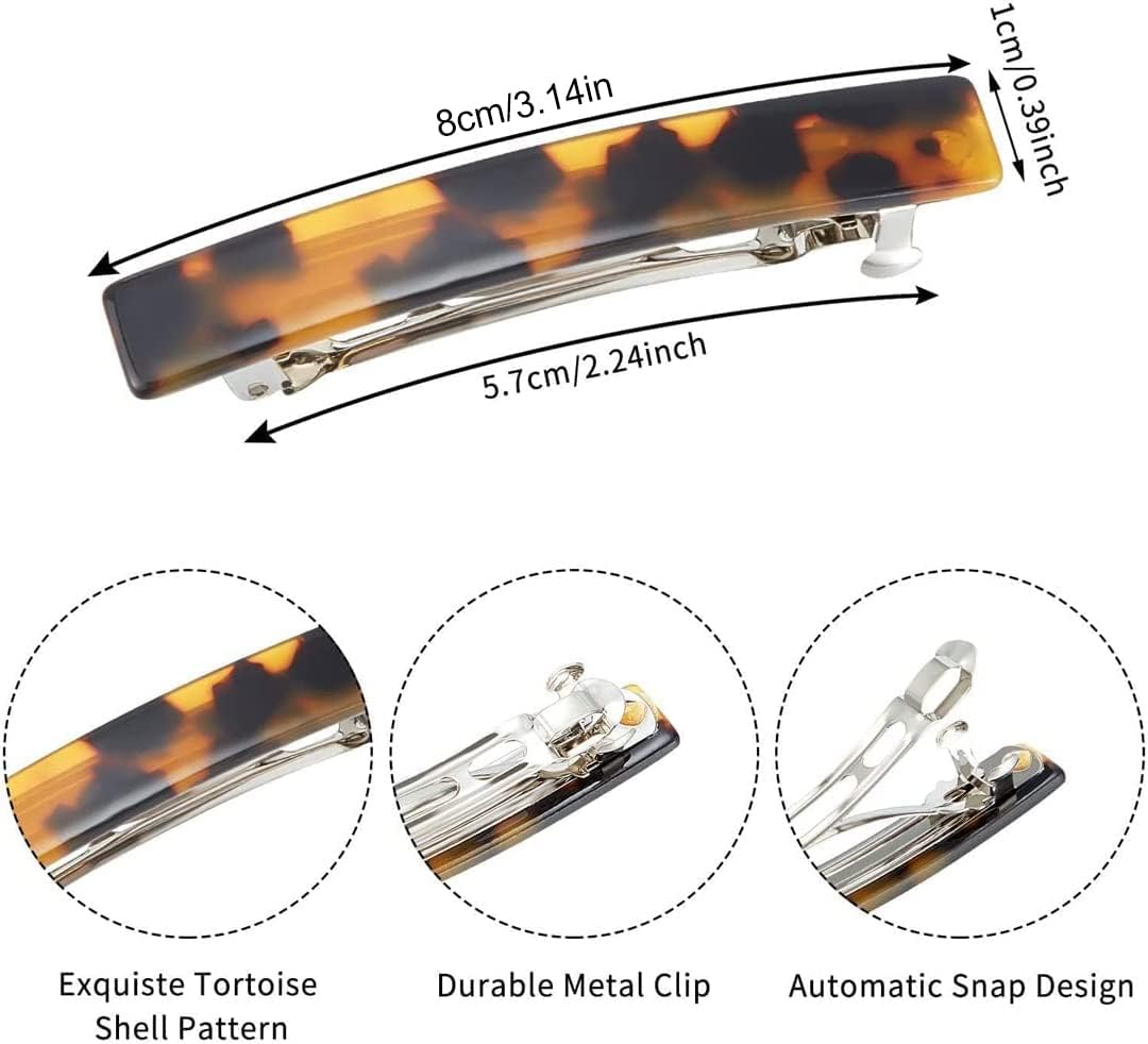 4 Pieces Acrylic Hair Clip Automatic Hair Clips Acetate Hair Pin for Fine Hair and Medium Thick Hair French Vintage Hair Accessories for Women Girls image number 5