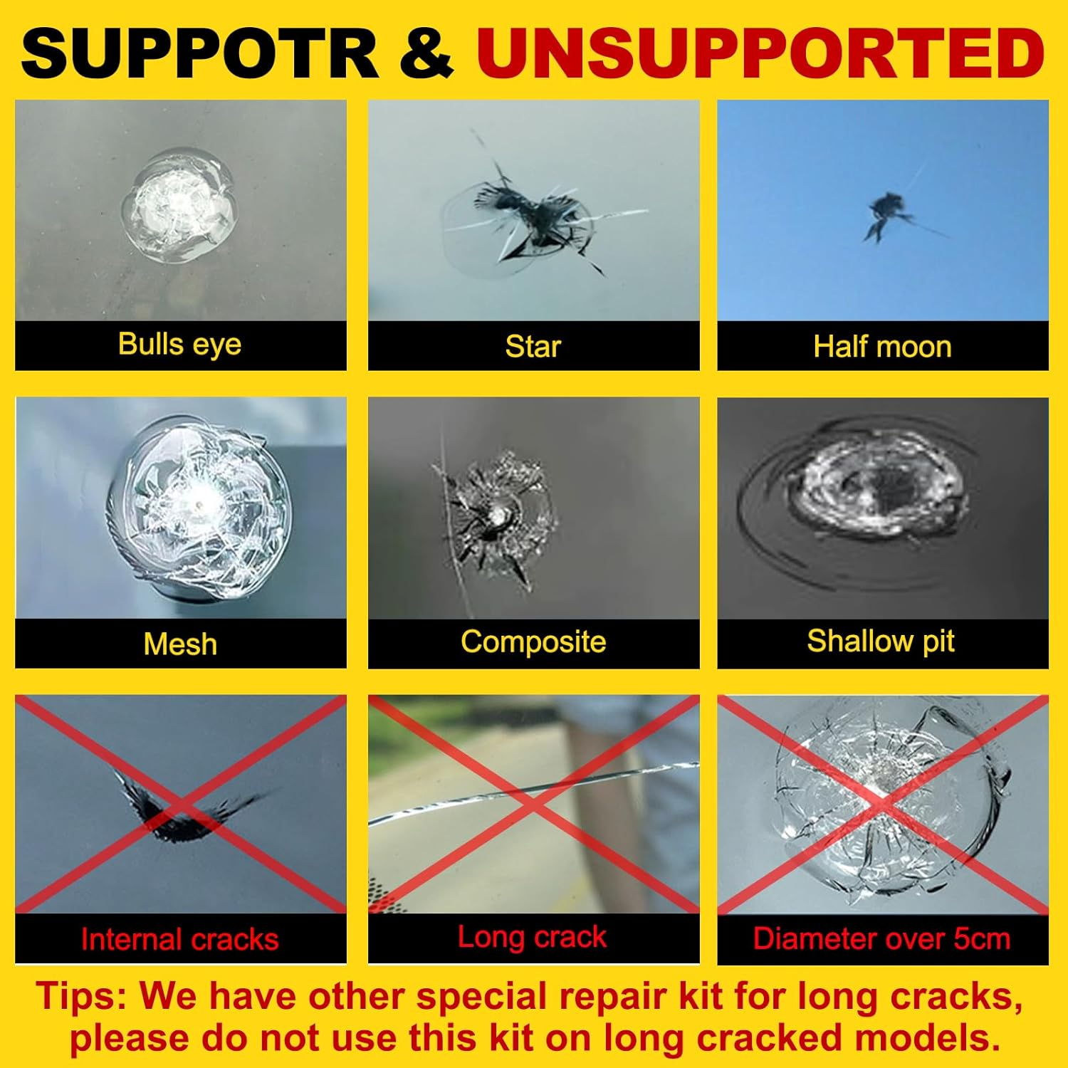 HAIKEYJO Windscreen Repair Kit for Point & Star Shape Damage, Windshield Repair Kit with Type-C Curing Light, DIY Glass Repair Kit image number 3