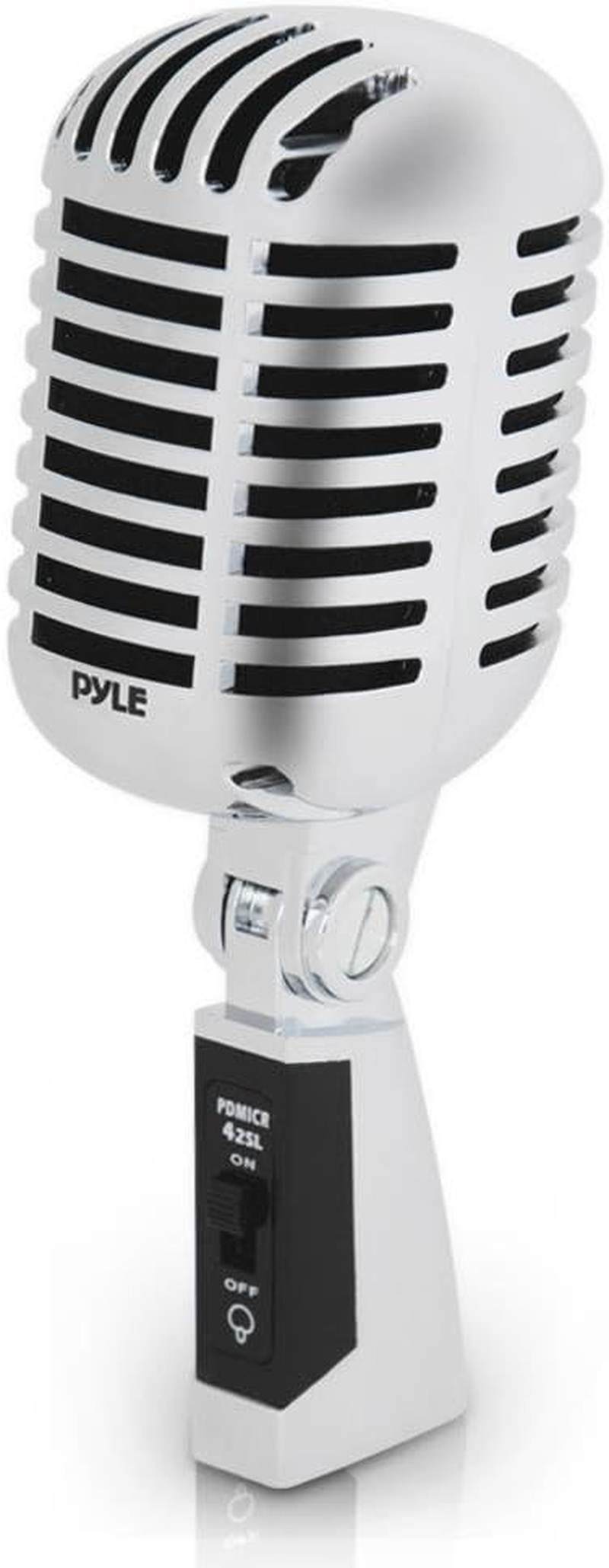 Pyle PDMICR42SL Classic Retro Vintage Style Dynamic Vocal Microphone with 15Ft XLR Cable (Silver)