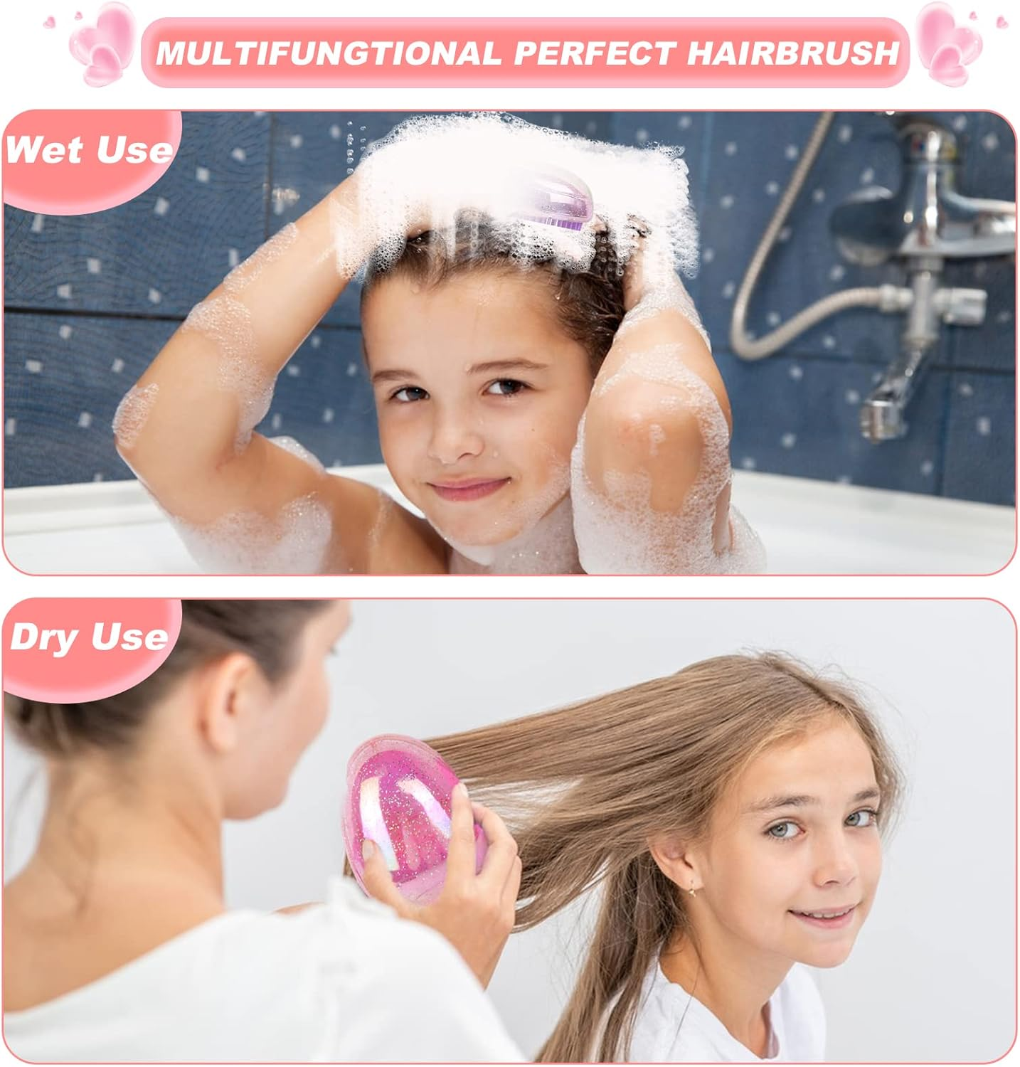 Pack of 4 Hair Brush without Pulling Brush without Handle Detangler Brush Professional Detangling Brush Antistatic Detangling Brush for Girls Women Children Head Massage Brush Suitable for All Hair Types image number 2