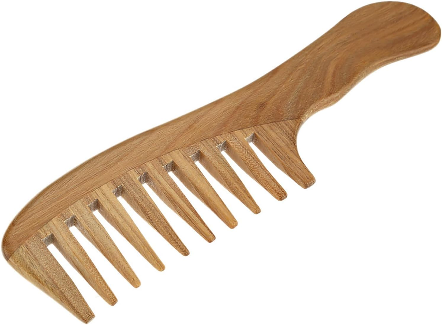 1 Pc Wooden Comb Natural Green Sandalwood Handmade Wide Tooth Wooden Comb Massage Comb Handmade Comb Hair Care image number 1