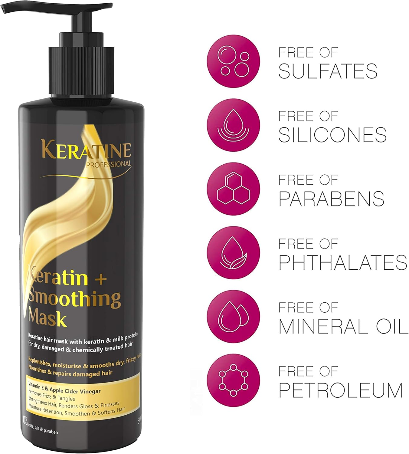 Keratine Professional Keratin + Smoothing Mask (300 ML) image number 3