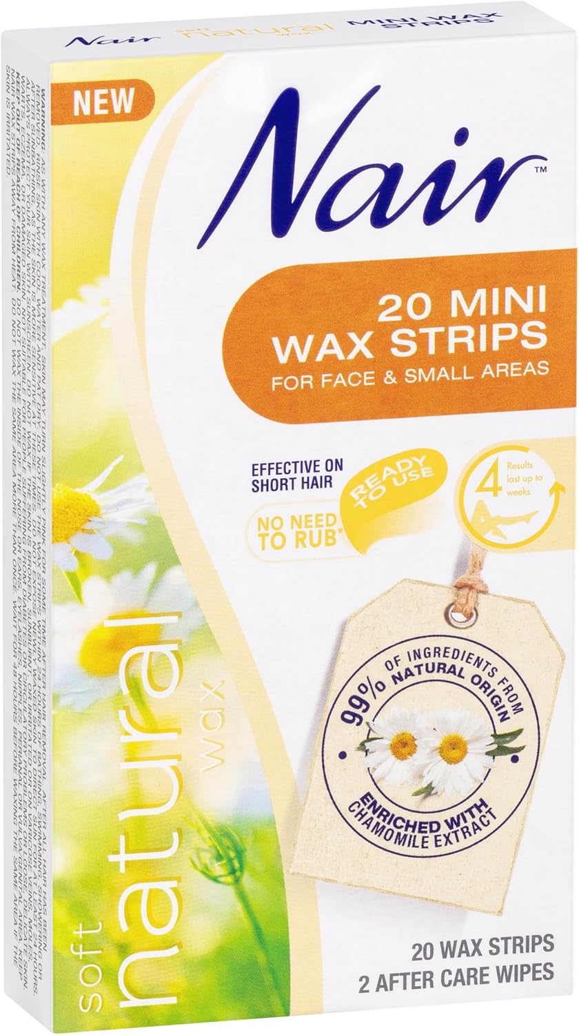 Nair Natural Mini Wax Strips for Face & Bikini - Easy to Use - No Heating Required - Results up to 4 Weeks - 20 Pack image number 5