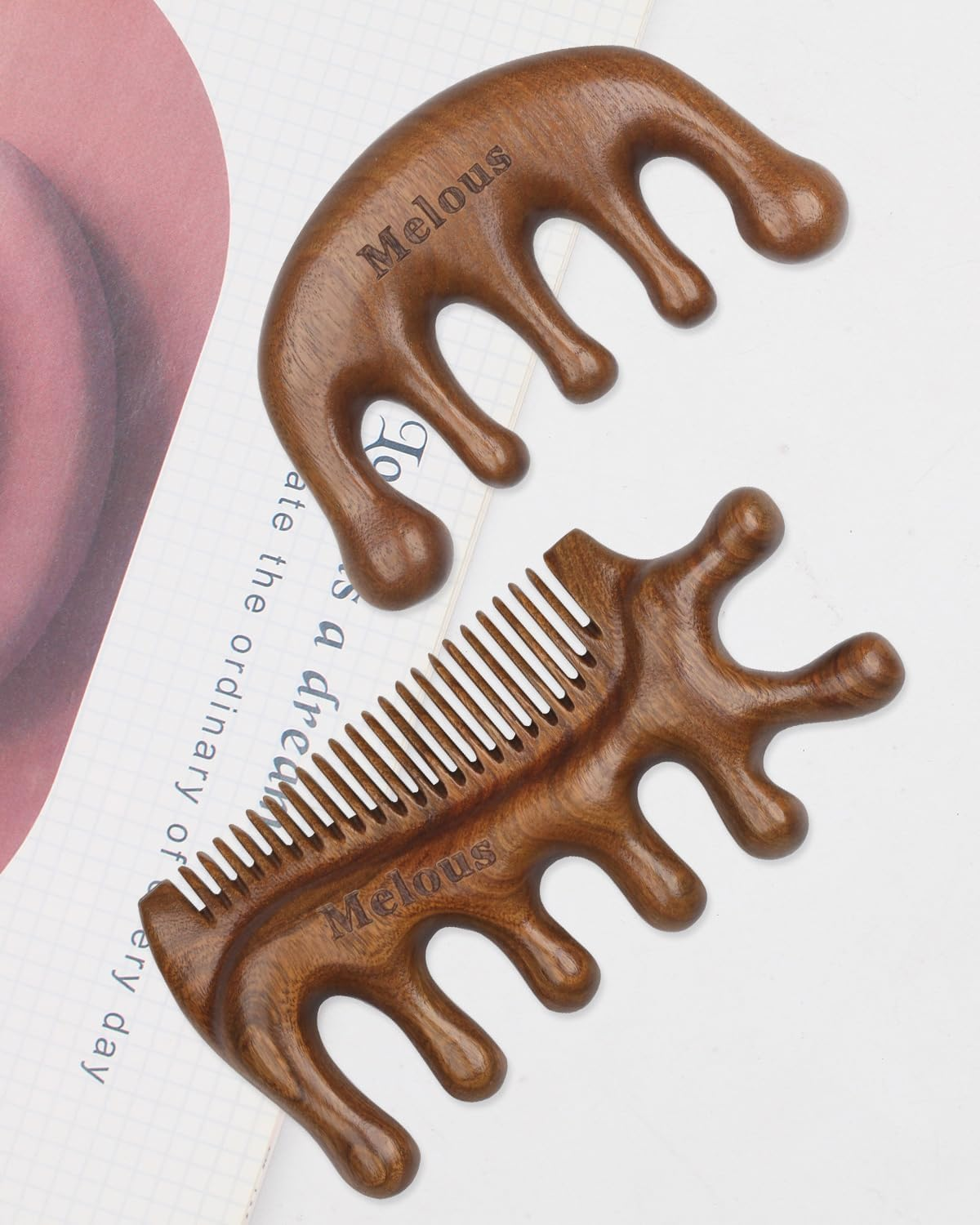 4 in 1 Sandalwood Gua Sha Massager, Scraping Massage Comb, Meridians Tool for Hair, Face, Eye Neck Body Massage image number 6