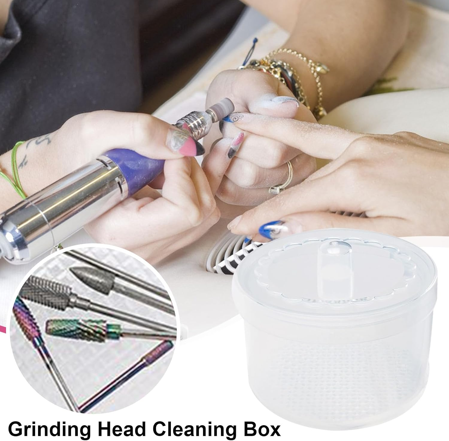 Apujent Nail Tool Sterilizing Box - Tool Sterilizer Tray | Double Filter Portable Cleaning Tray for Travel Manicure Station Accessories Drill Bits Tweezer Health - White image number 3