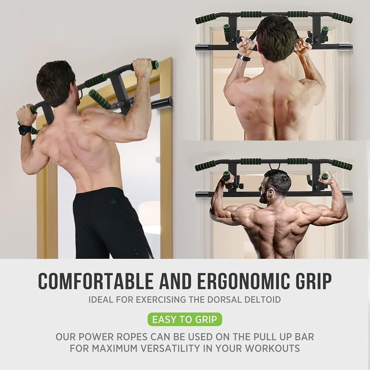 Pull up Bar for Doorway, Koreal Hanging Pullup & Chin up Bar for Door Frame, Max 226 KG Capacity, No Screwing or Slipping, Multi Padded Grips for Strength Training image number 4