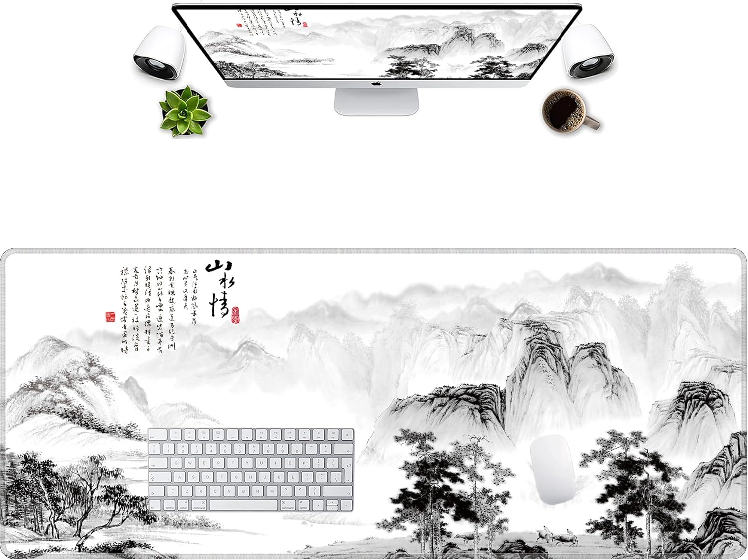LL-COEUR Oversized Gaming Mouse Mat with Motif 120 X 50 X 0.3 Cm, Long Desk Mat, Non-Slip Mat for PC, Laptop, Keyboard (Landscape 2, 1200 X 500 X 3 Mm)