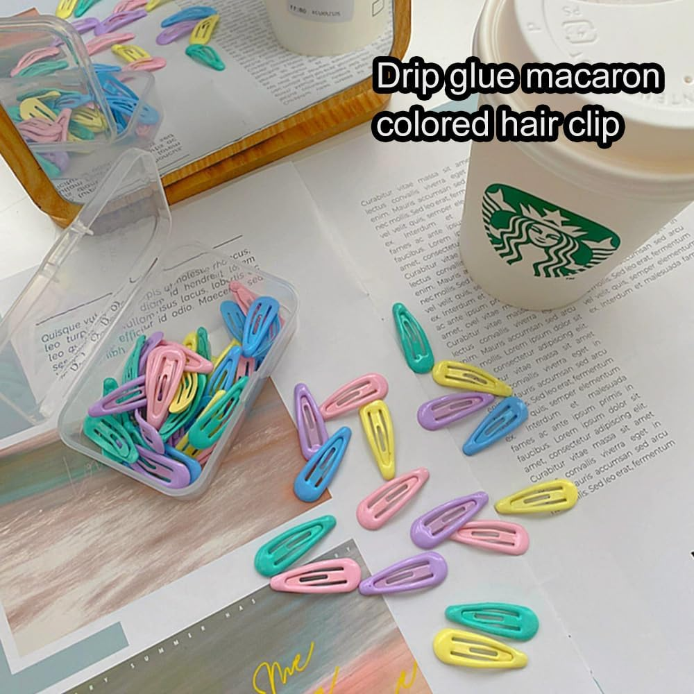 50 Pcs Snap Hair Clips, 1.2 Inch Metal Mini Barrette Hair Clips, Candy Color, for Hair Accessories, or Head Decorations image number 3