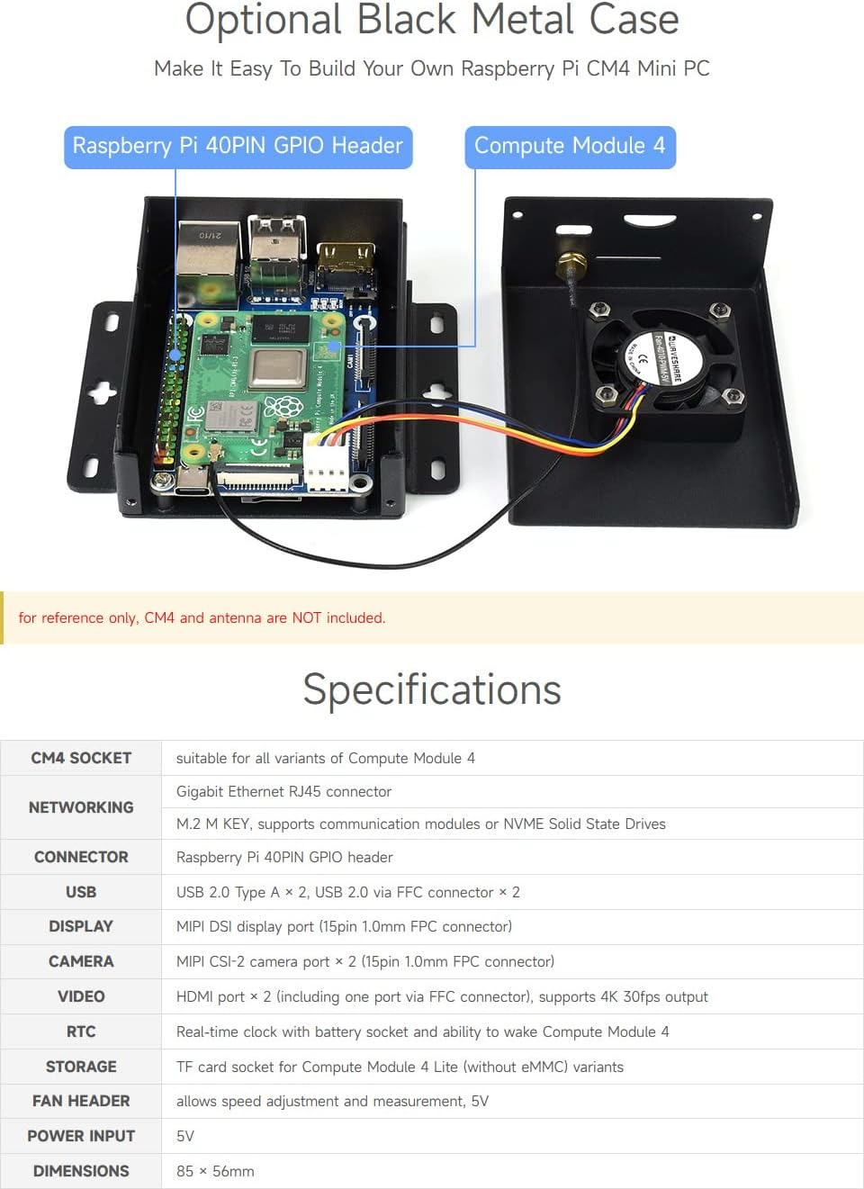 Waveshare Mini Base Board Type B Designed for Raspberry Pi Compute Module 4, Only CM4-IO-BASE-B Base Board Included - Cm4-Io-Base-B image number 1