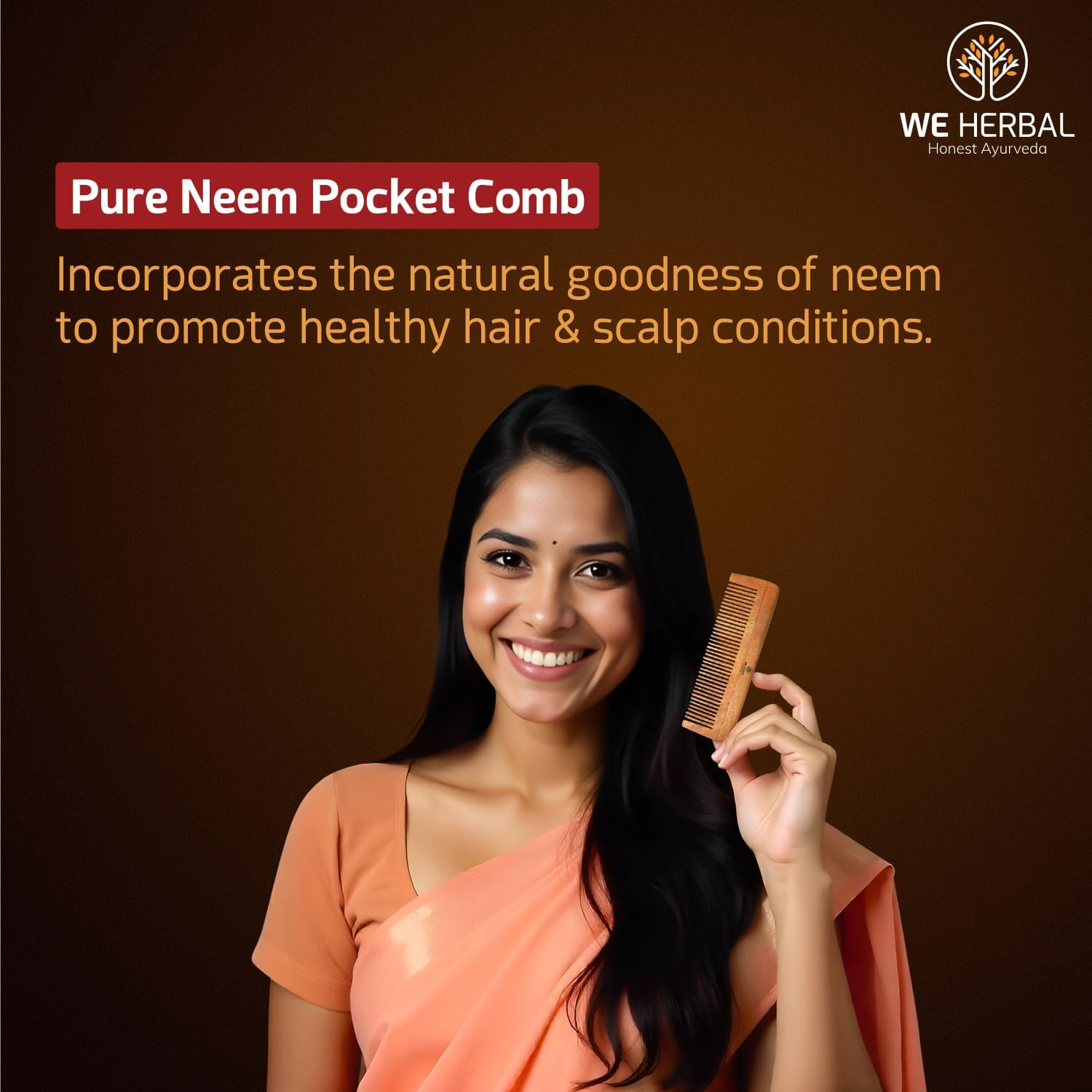 Pocket Bamboo Comb for Hair Care | Eco-Friendly & Anti-Static | Compact & Portable | Suitable for All Hair Types