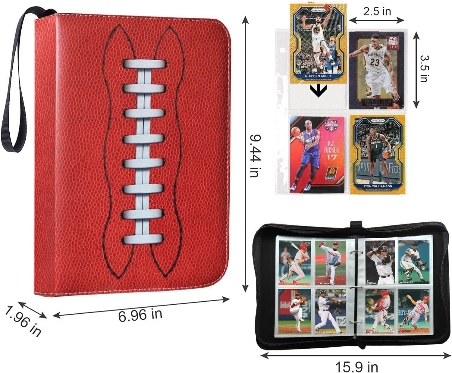 400-Pocket Football Card Binder, 3-Ring Binder with 50 Sheets of 4-Pocket Sleeves, Protects Cards from Fading, Smudging, and Breaking image number 5