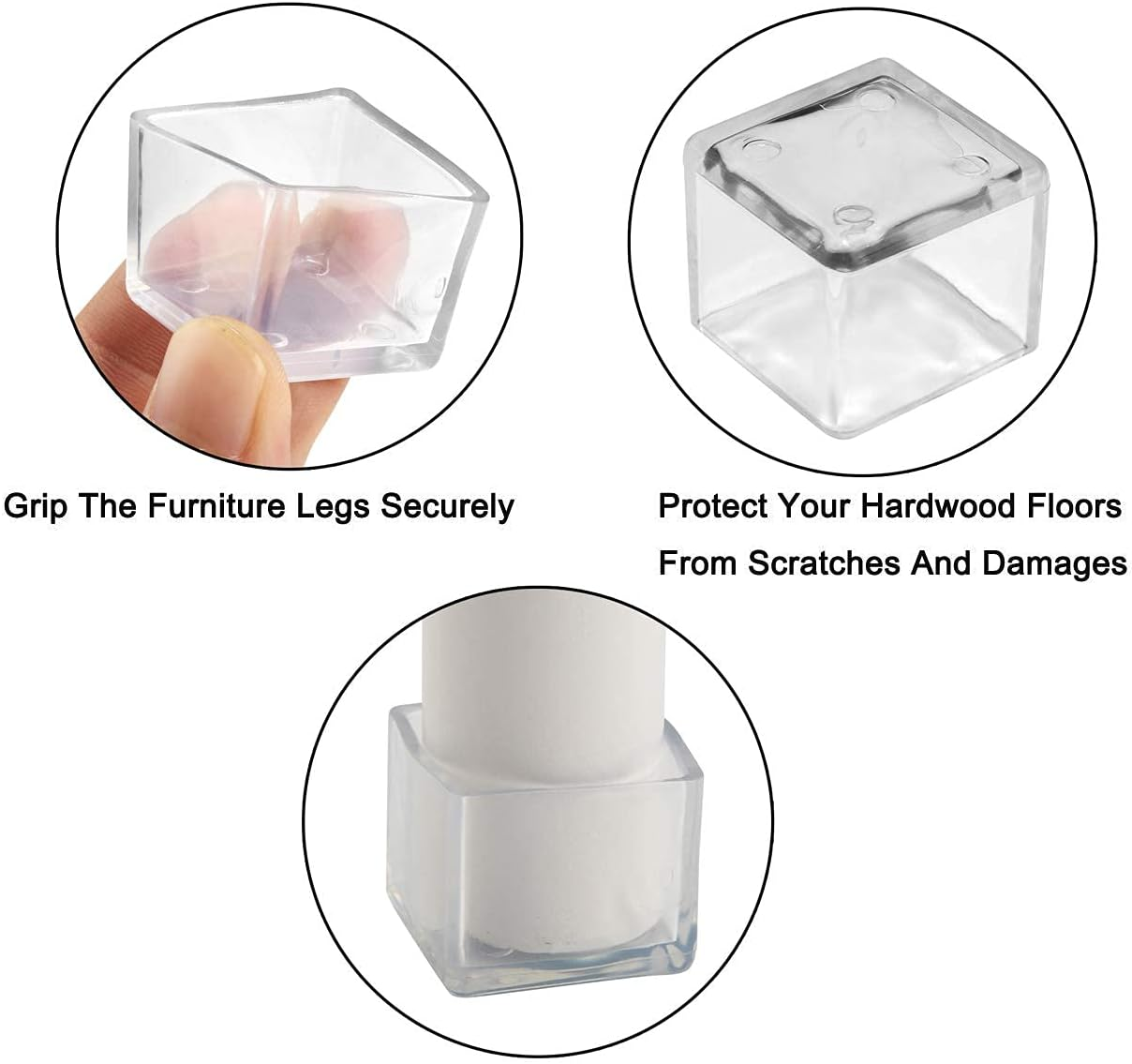 16Pcs Square 35X35Mm Silicone Chair Leg Floor Protectors, Chair Leg Caps, Furniture Foot Protectors, Free Moving Table Leg Covers, Stool Leg Caps to Prevent Hardwood Floor Scratches and Reduce Noise image number 1