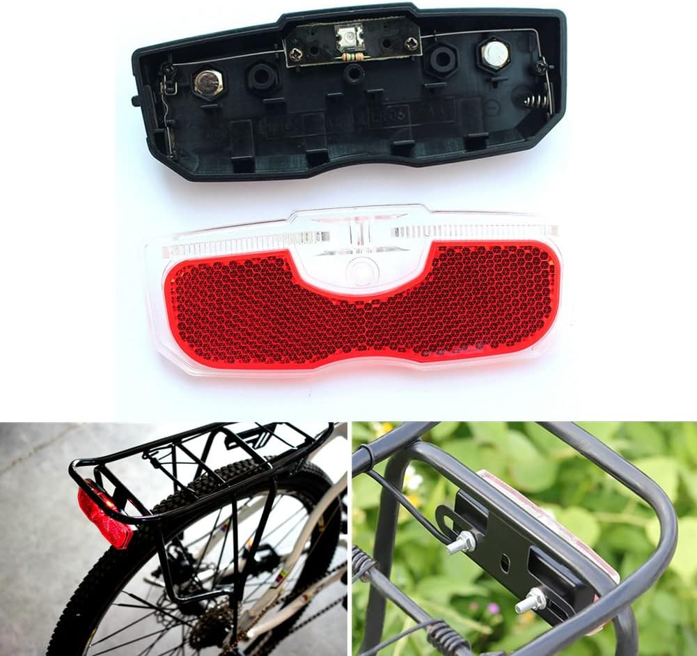 Bike Tail Light, Bicycle Rear Reflector Tail Light for Luggage Rack Aluminum Alloy Reflective Taillight, 80Mm Screw Mounted/Easy Release (Battery NOT Included) image number 3