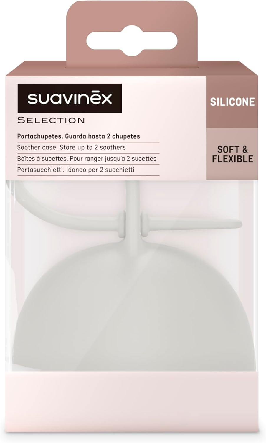 Suavinex Silicone Soother Holder Case, Color Essence Soft Grey image number 2