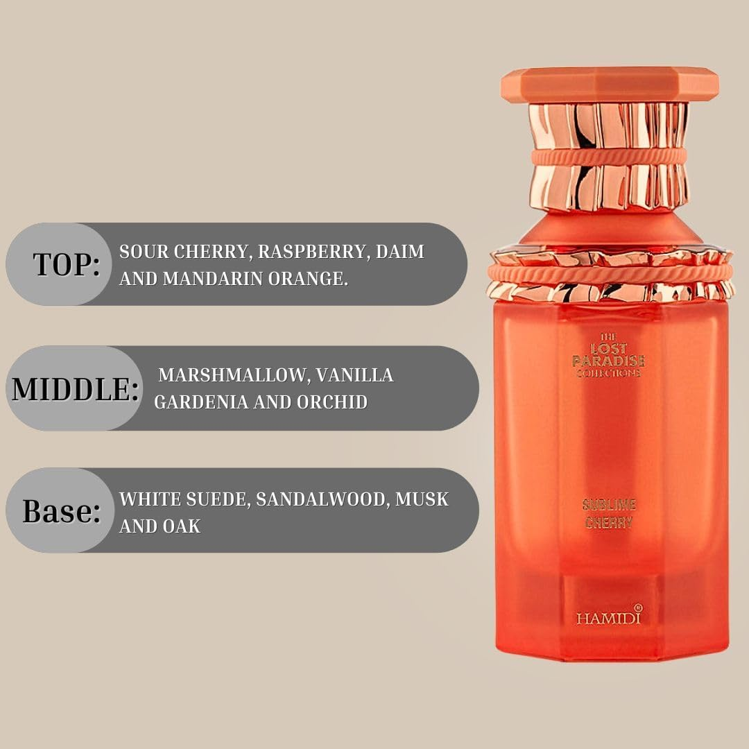 Hamidi the Lost Paradise Collection Sublime Cherry for Unisex Eau De Parfum Spray, 3.4 Ounce image number 4