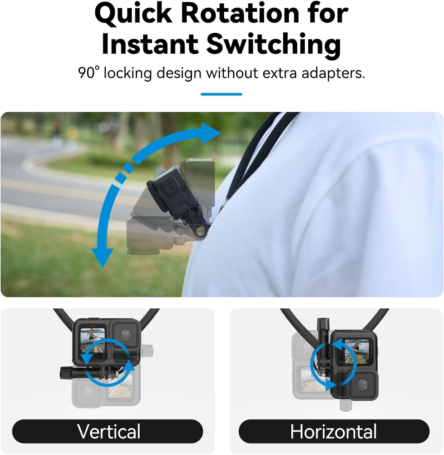 TELESIN Neck Mount SE 2.0 with Air Cushion, Action Camera Chest Strap Hand Free Pov/Vlog Selfie Mount for Go Pro Hero 13-5 Insta360 X3 X4 Ace Pro DJI Action 3 4 5 Pro image number 6