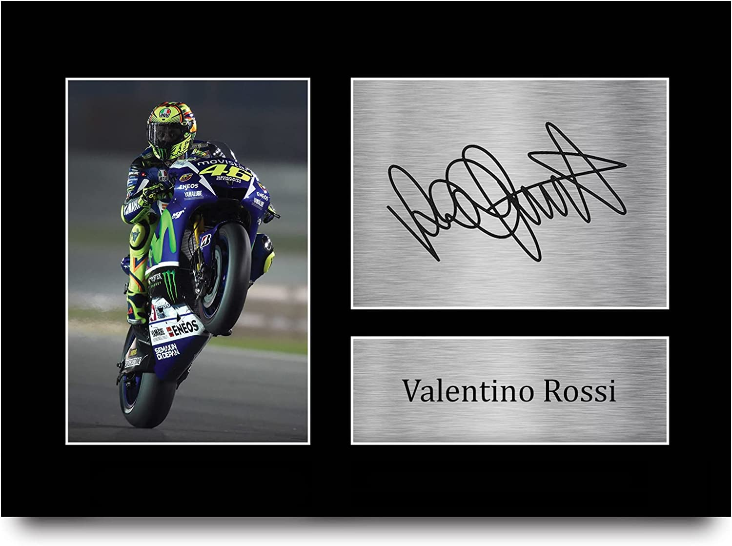 HWC Trading FR Valentino Rossi Gift Signed FRAMED A4 Printed Autograph Superbikes Motogp Gifts Print Photo Picture Display