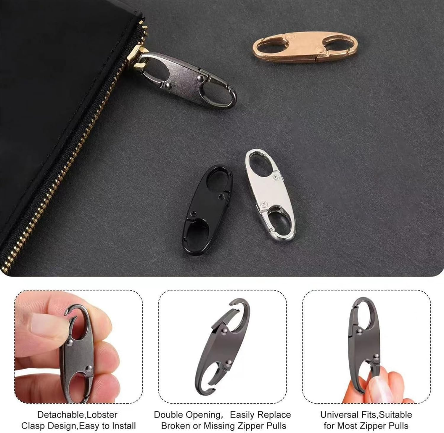 10Pcs Zipper Lock, Zipper Lock Anti-Theft Device Carabiner Clip, Keychain Accessory Luggage Locks, Keep the Zipper Closed to Protect Your Belongings