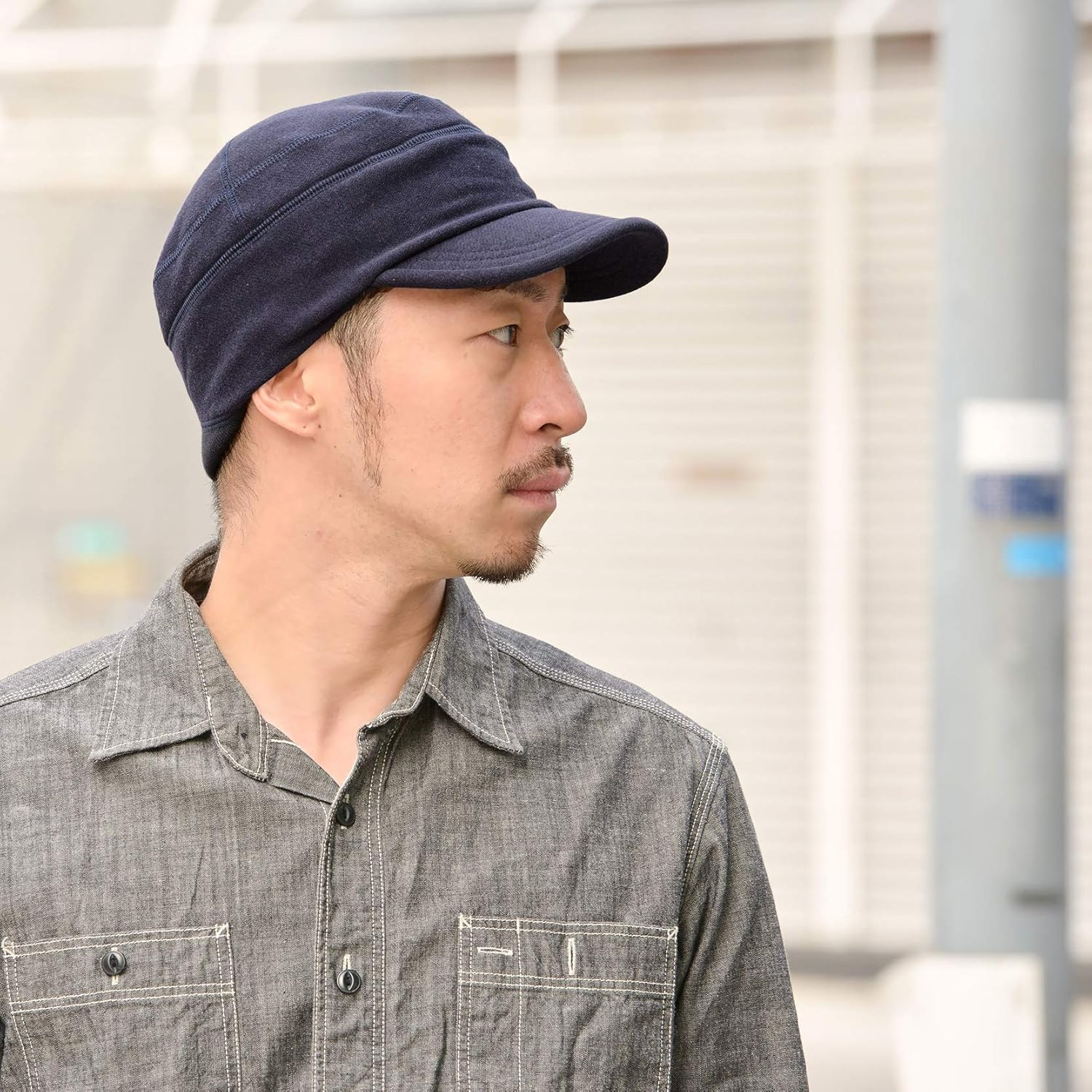 CHARM Mens Cotton Baseball Military Hat - Womens Summer Stretch Peak Cap Winter - Light Grey image number 7