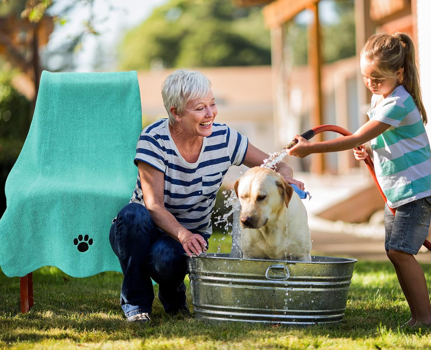 Puomue Microfiber Dog Towels for Drying Dogs, Super Absorbent and Soft Pet Grooming Towel, 40 Inch X 23.6 Inch, Perfect for Large, Medium or Small Dogs (40''X23.6'' - 3 Pack, Green) image number 3