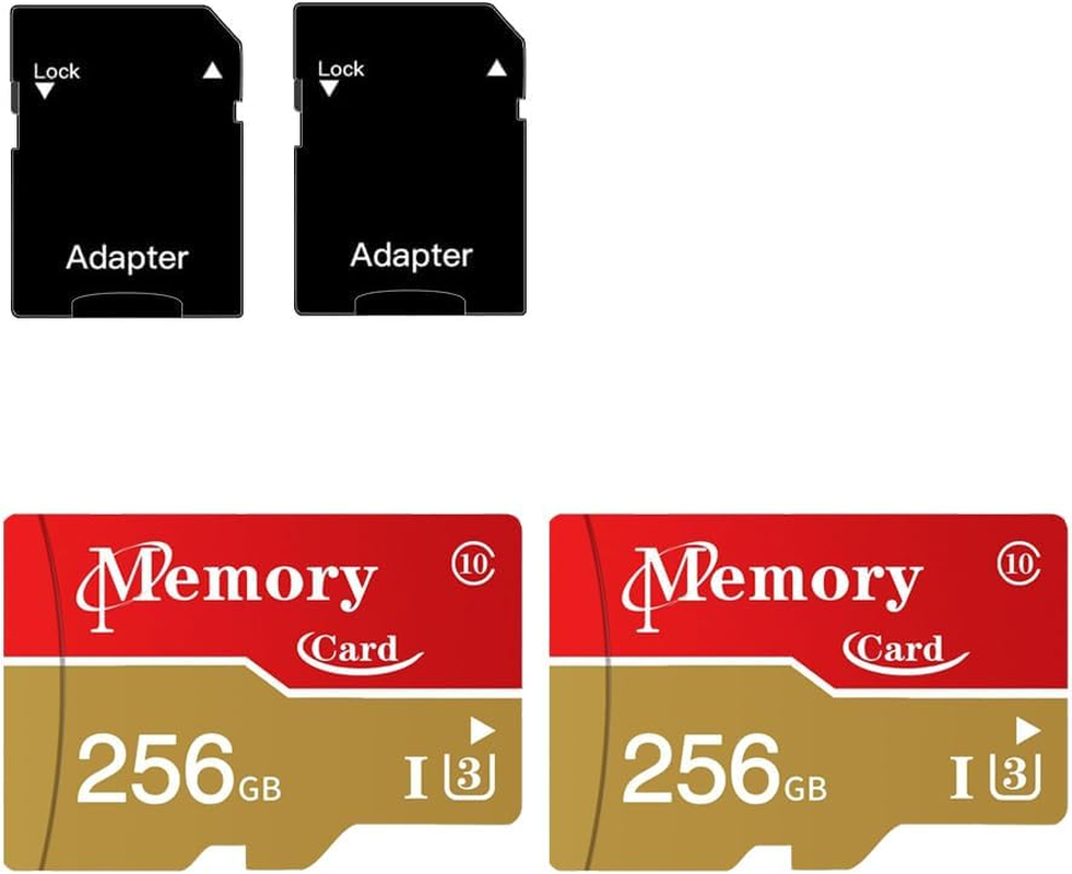 2 Pack Micro Card 256GB TF Card C10/UHS-I/A1 Transflash Card for Camera, Smartphone, Tablet, Drone with 2 Adapter image number 2